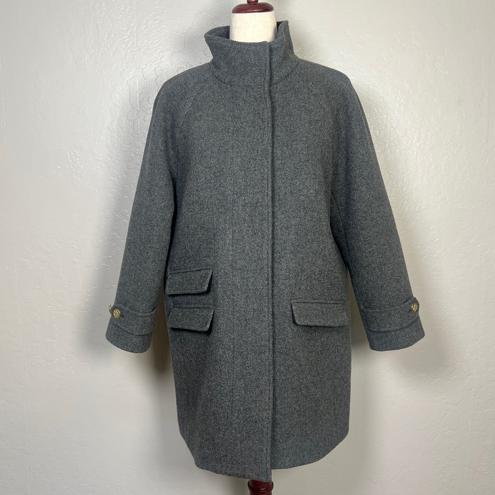 J.CREW Women Size 8P Heather Gray Toscana Coat Italian Stadium-cloth Wool‎ Blend - Picture 2 of 14